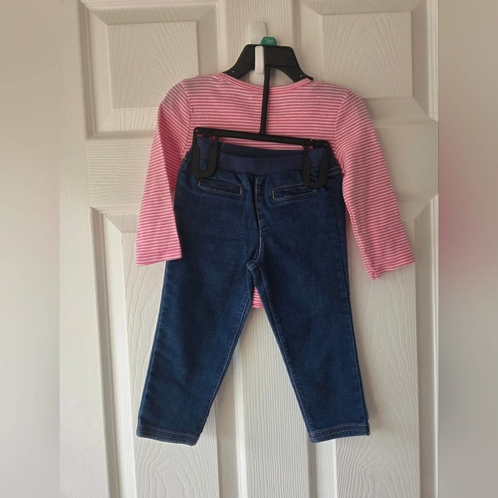 Carter's Baby Girl 18 Months 2 Pc Set NWT Outfit Animal Reindeer Stripes